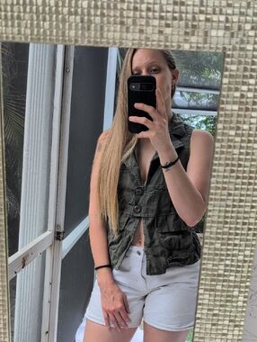 Angel Black Ribbed Fabric Top with Navy Logo Tag